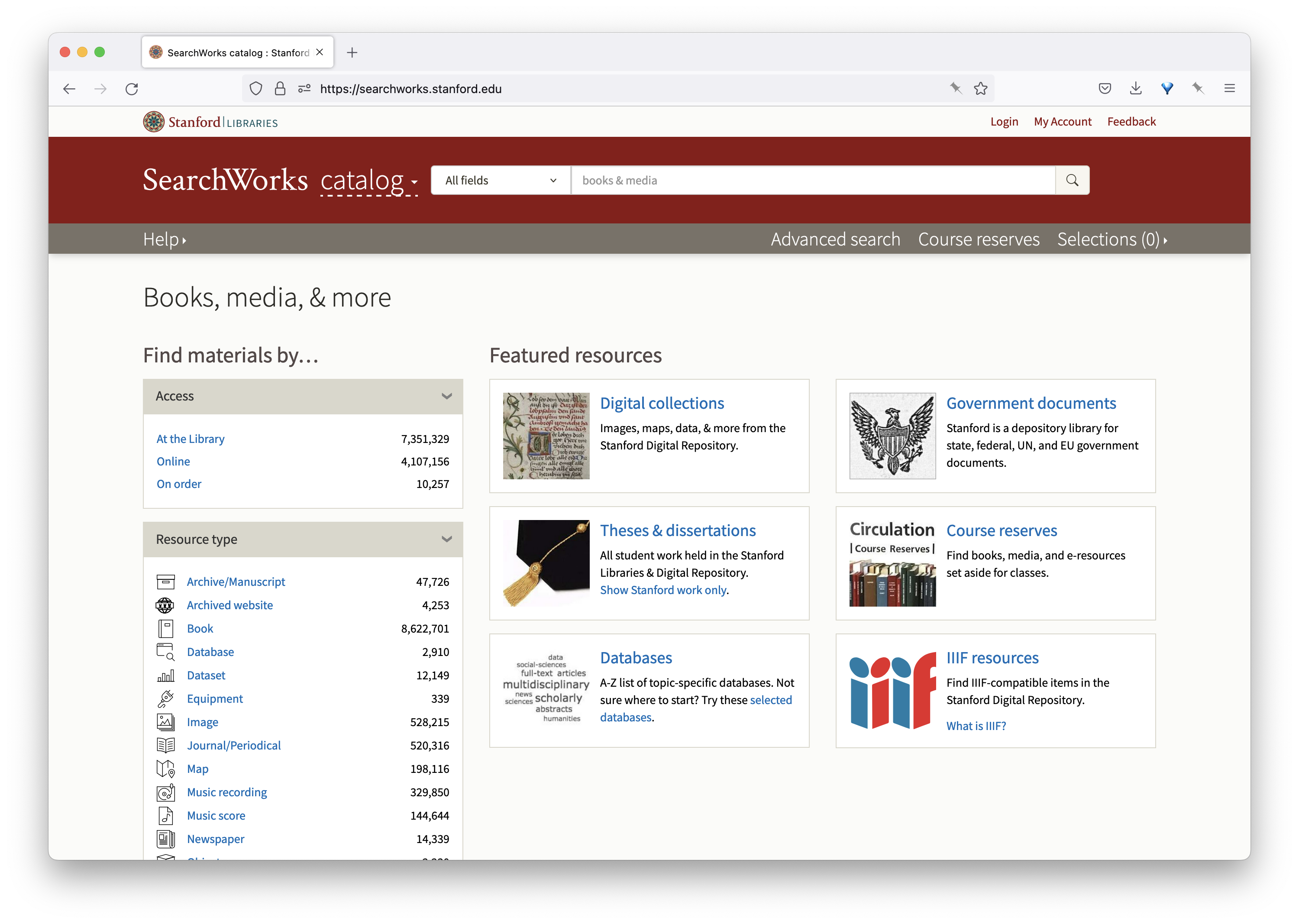 Stanford Online Catalog Searchworks