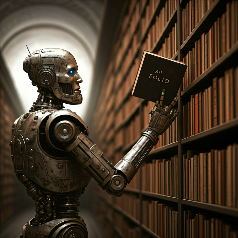 Gemeni Robot in a Moon Library